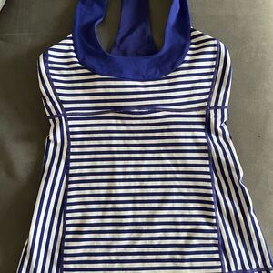 Lululemon Striped Blue & White Halter Tank